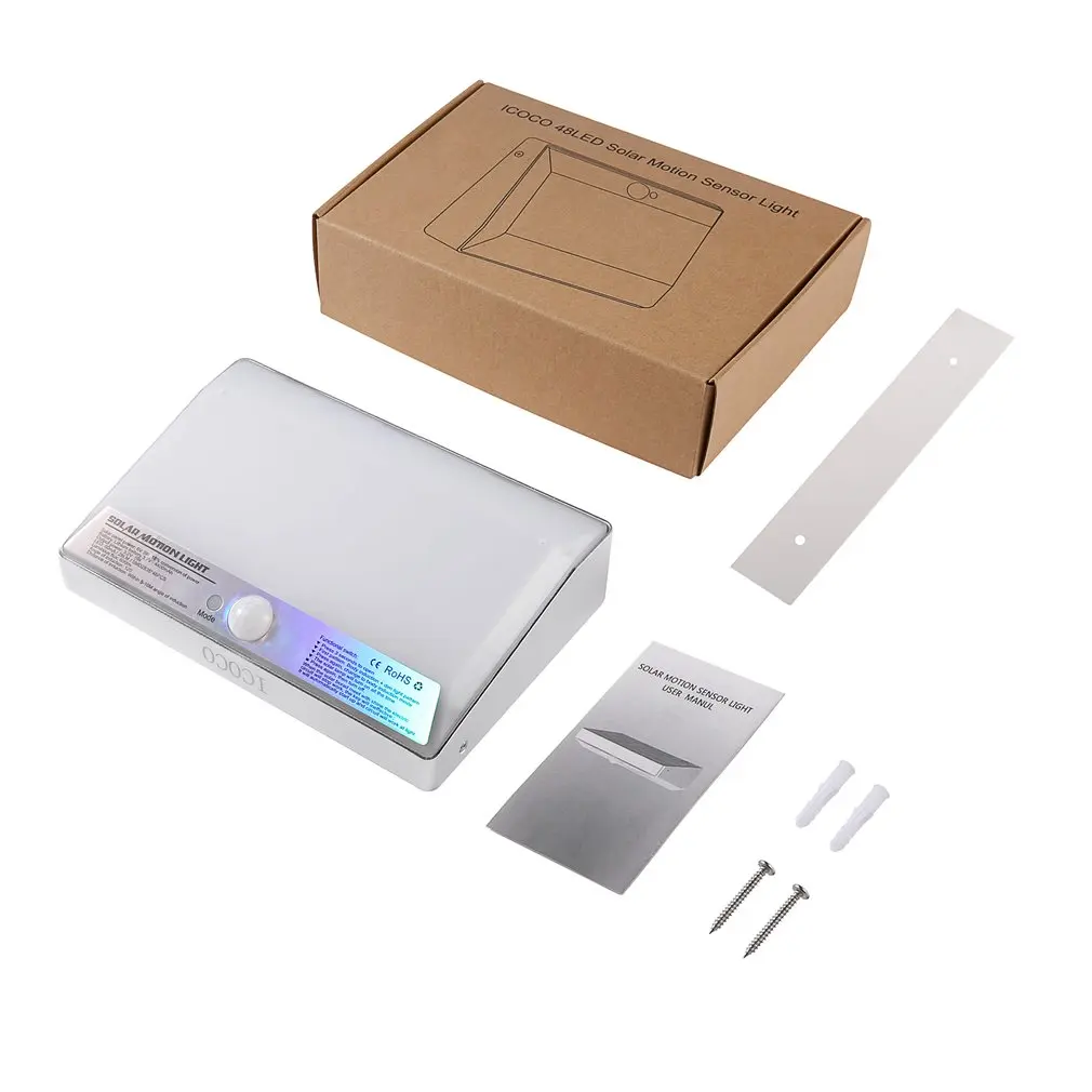 ICOCO 3 Вт 48 Светодиодный лампа на солнечной батарее с датчиком движения садовый