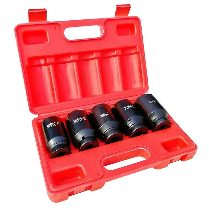 

1 Set Sockets 33-38mm Front Back Drive 1/2 inch Car Repairing Tool Kit Impact Socket Axle Nut Socket Kit for Automobile