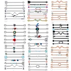 14 г Промышленные Штанги для пирсинга ювелирные изделия из хирургической стали CZ мраморный жемчуг стиль для женщин и мужчин серьги, Надеваемые На Ушной Хрящ Пирсинг тела