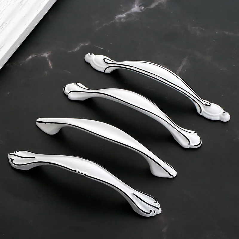 KK &amp FING европейские Простые Белые Черные ручки для шкафа из цинкового сплава