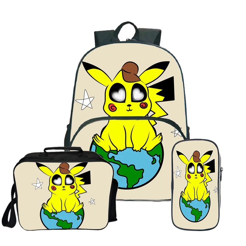 24 Pokemon Pikachu Kawaii рюкзак Пенал Школьный рюкзак для подростков девочек мальчиков рюкзак для ланча 3 шт./компл. детский дорожный рюкзак - Цвет: 24