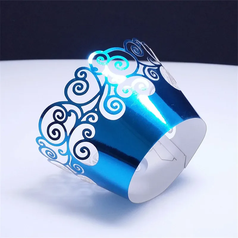12 Pcs Blue 12 шт./лот, маленькая лоза, кружевная лазерная резка, обертка для кексов, вкладыш, чашка для выпечки, полый бумажный стакан для торта, сделай сам, для выпечки, помадка, кекс, на день рождения - Цвет: 12 Pcs Blue