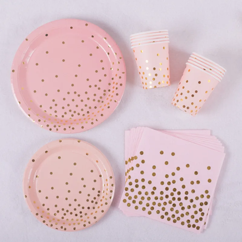

40pcs New year party decoration Gold Disposable tableware Plate Cup Napkins Star for baby birthday party Wedding Christmas