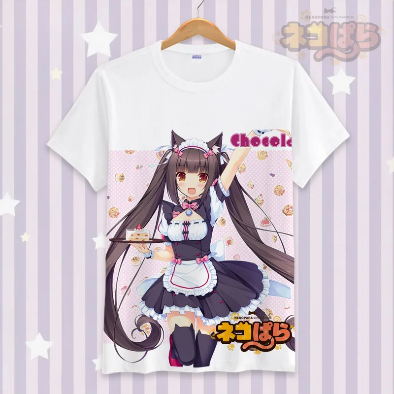 Японская аниме NEKOPARA косплей футболка мультфильм 3D печатных летняя для