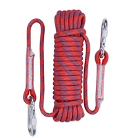 outdoor rock tree wall climbing equipment escape rope 10mm diameter safety survival cord fire escape safety striped buckle 10m
