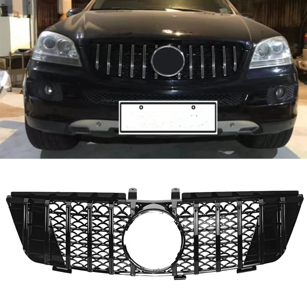 

Передняя решетка гоночная решетка для Mercedes-Benz ML Class W164 2005-2008 GT Черная решетка для верхнего бампера автомобиля