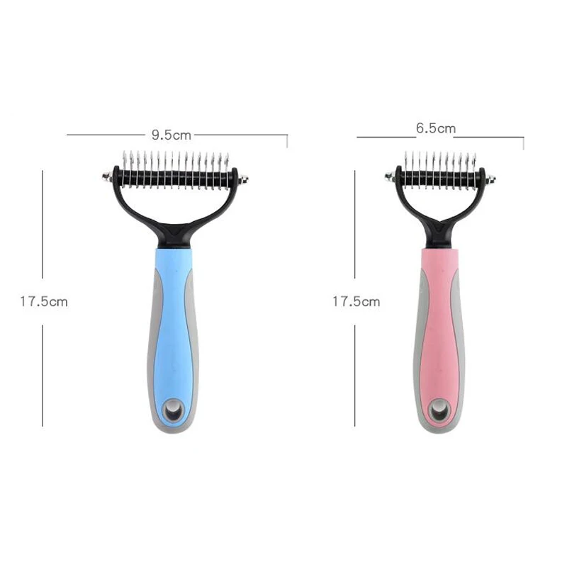 

Pet Grooming Tool Dog Comb 2 Sided Undercoat Rake for Cats & Dogs Safe Dematting Comb Tools for Fur Knot & Tangles Removing