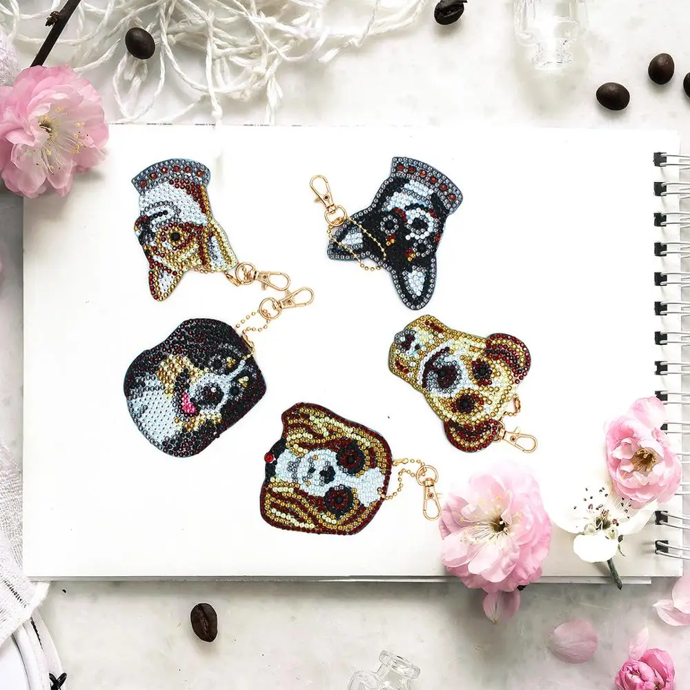 Горячая Diy животных Алмазная картина брелок 5 шт. брелок собака корги Хаски Дизайн Сумка висячие орнамент YSK58