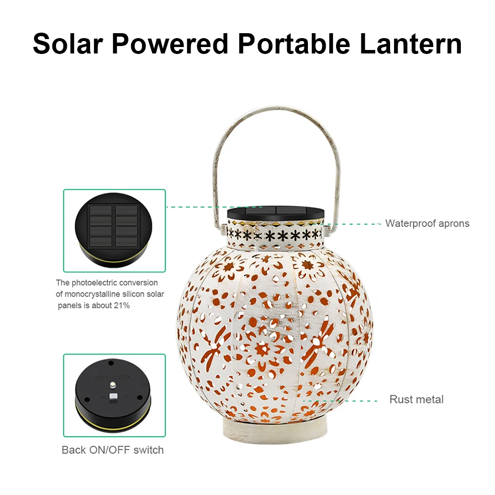 

Solar Lantern Waterproof IP65 Landscape Decorative Chandelier Outdoor Retro Handheld Light Garden Courtyard Lawn Passage