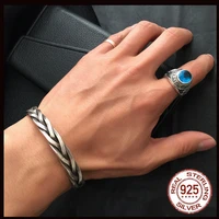 handmade s925 sterling silver colour chiang mai handmade retro thai silver vintage style twist rope male and female open ended