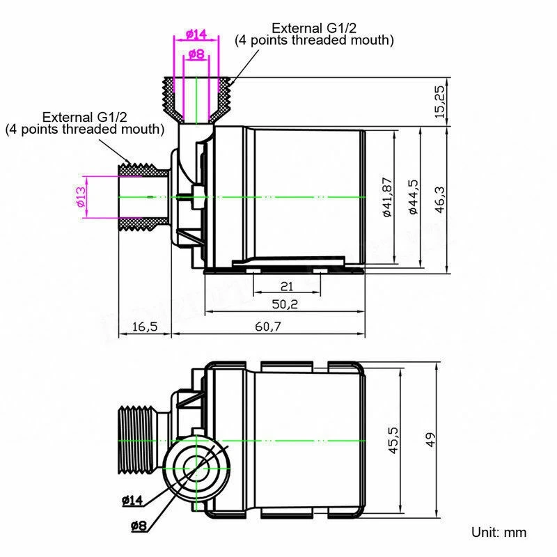 Бесщеточный Водяной насос 1/2 дюйма наружная резьба центробежный погружной л/ч
