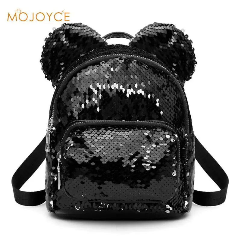 New Baby Girls Kids Backpack Mouse Ears Bags Kids Fashion Mini School Bag Women Travel Sequins Backpack Mini Bag Dropshipping