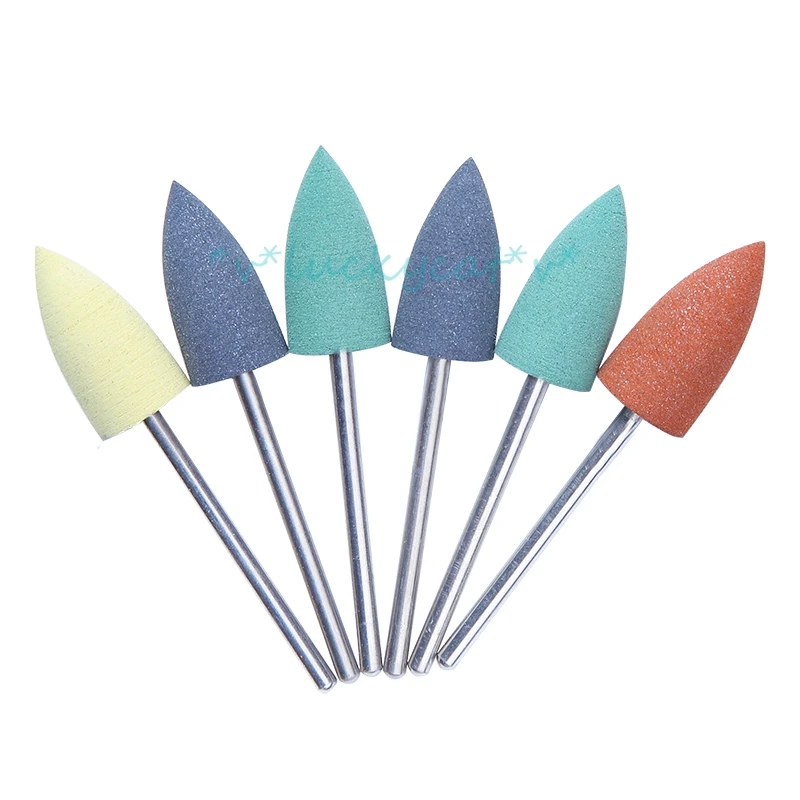 

High quality New 6Pcs 2.35mm Shank Diameter Dental SILICONE Polishers Resin Base Acrylic Polishing Burs Dental Polishing tool