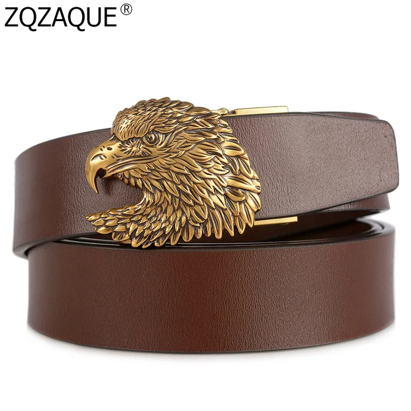 Винтажный роскошный ремень из воловьей кожи с автоматической пряжкой и орлом