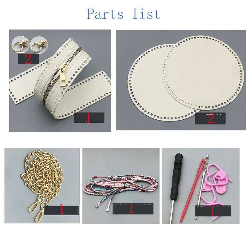 1 Set DIY Women's Bag Homemade Round Bag Accessories Idyllic Fashion Hand Woven Rope DIY Hand Bag Accessories 19CM Round