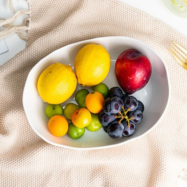 

Ceramic Candy Plate Living Room Household Double Fruit Plate Dessert Plate Dried Fruit Plate Fruit Basket