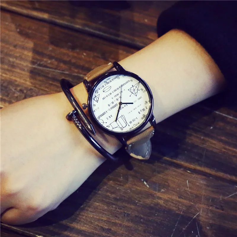 

Function Formula Pattern Fashion Men Women Watches Retro Kids Watches For Boys Girls Casual Quartz Clock Leather Wristwatches
