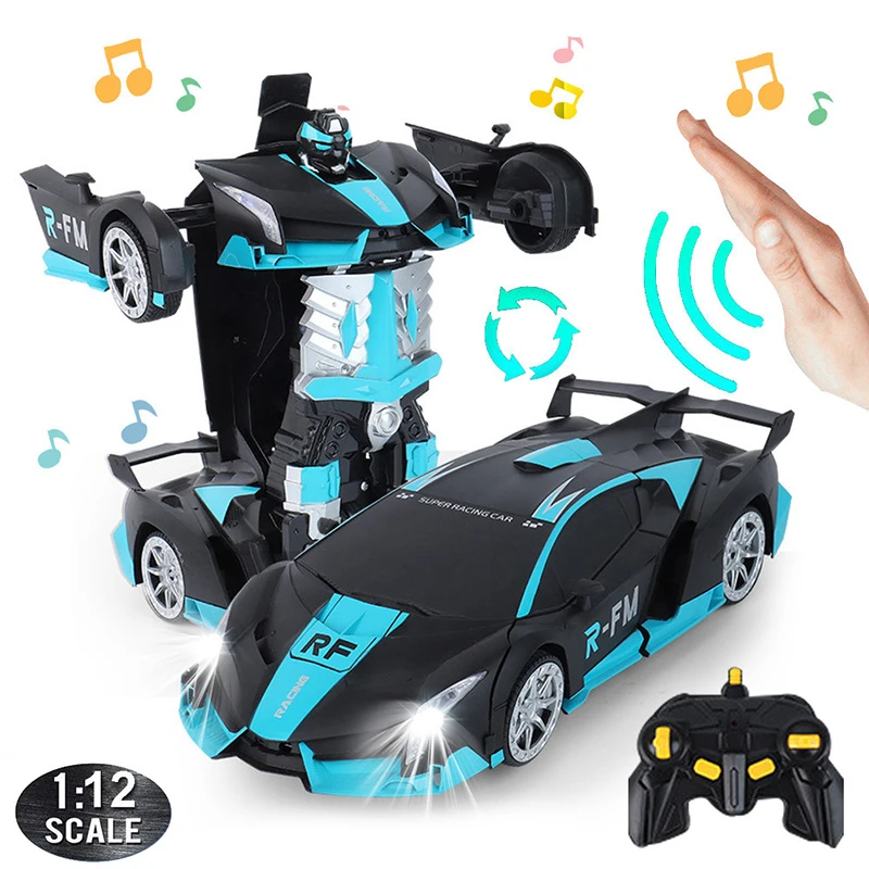 RC Car 1:12 Scale 38 cm 2.4Ghz Induction Transformation Robot Deformation Remote-controlled Cars Transformer Toy for Kids A02