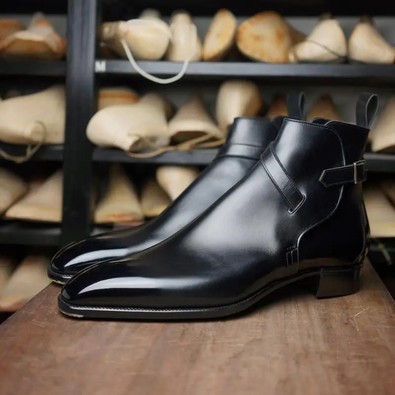 

Men PU Leather New Handmade Slip on Boots Classic Boots Ankle Men Boots Casual Fashion Winter Combat Boots KR225