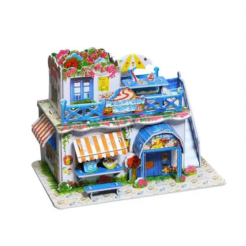Summer Villa 3D бумажная доска головоломка Строительная сборка игрушка для раннего обучения детский подарок краски Развивающие игрушки для детей Новинка - Цвет: Summer Villa
