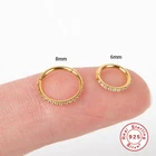 Серьги-кольца для пирсинга женские с кристаллами AIDE 925 пробы, серебряные серьги-кольца с пряжкой для прокола ушей