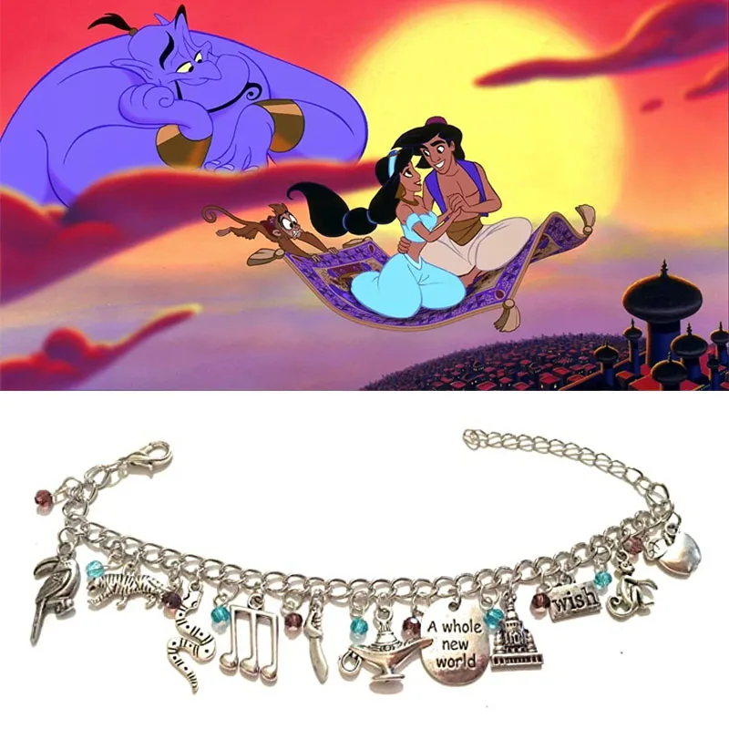 Сказочные винтажные браслеты Aladdin с подвесками Кристальные бусины серебряная