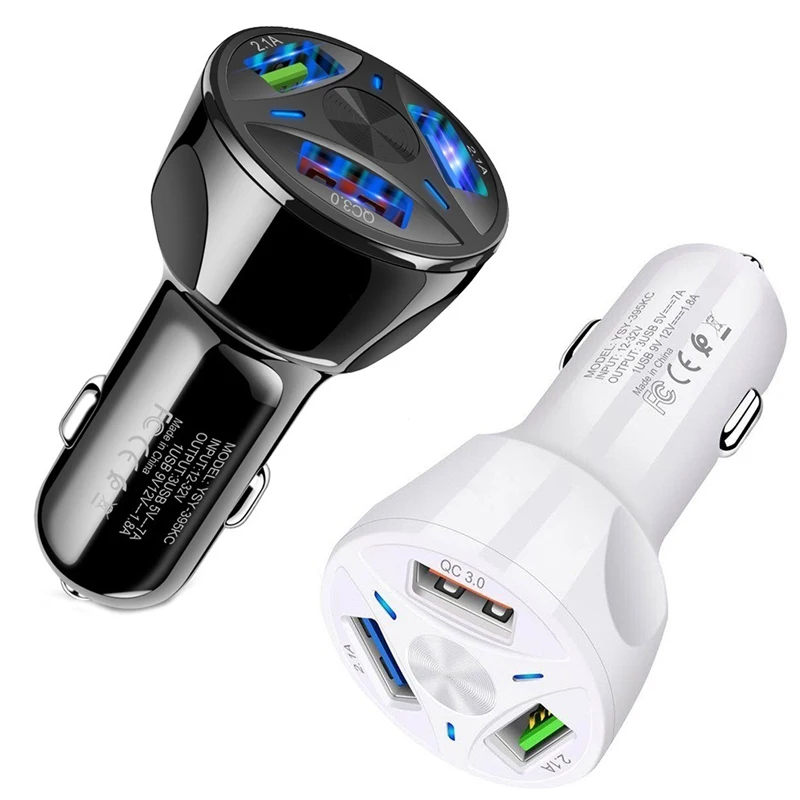 Автомобильное зарядное устройство с 3USB портами и поддержкой быстрой