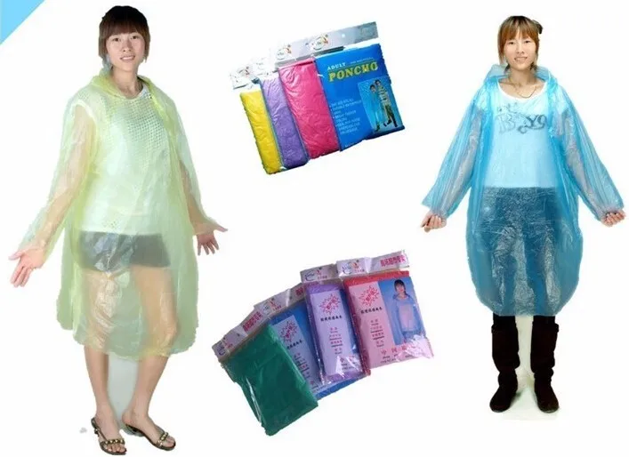 

1000 pcs/lo One-time Solid Raincoat Disposable PE Raincoats Poncho Rainwear Disposable Rain Wear Camping Travel Rain Coat