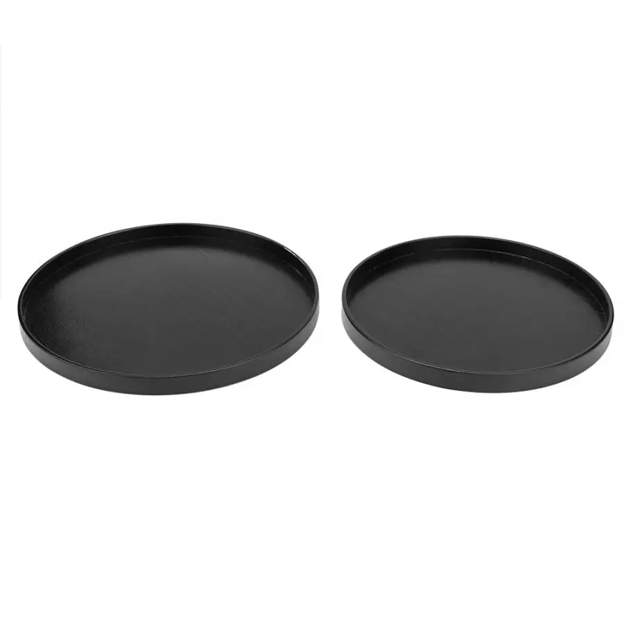 Деревянный круглый поднос черный нескользящий для чая сервировочный столик еды