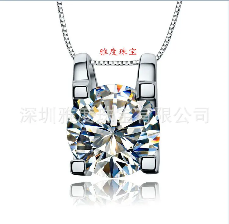 

Wholesale 2ct Luxury Quality synthetic stone pendant for women,women stone jewerly, solid 925 silver necklace