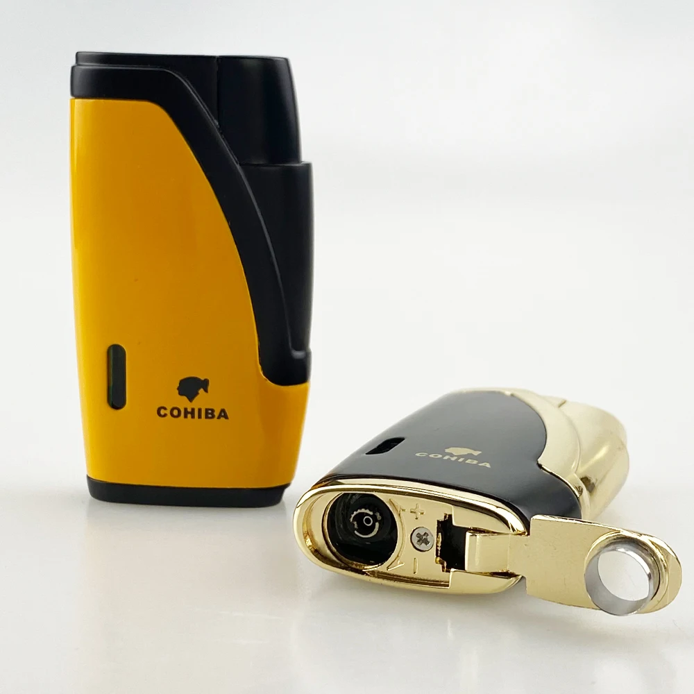 

Cigar Cigarette Tobacco Lighter 2 Torch Jet Flame Refillable With Punch Smoking Tool Accessories Portable Gift Box