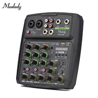 muslady 4 channel audio mixer mixing console builtin soundcard usb bt connection with 2 band eq gain delay repeat control record