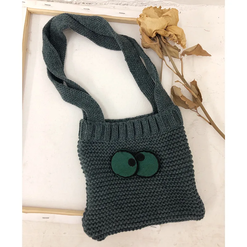 Детская вязаная сумка Корейская мультяшная сумка-мессенджер с большими глазами