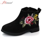 Детские Водонепроницаемые Ботинки Martin из искусственной кожи, Осень-зима 2022, ботинки для девочек, обувь с цветами, повседневная обувь