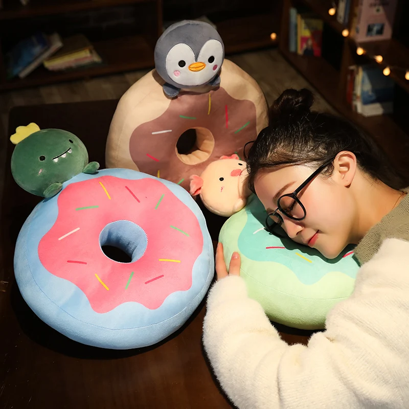 35*30 см Мультяшные мини животные мягкий пончик красочное кольцо в форме подушки