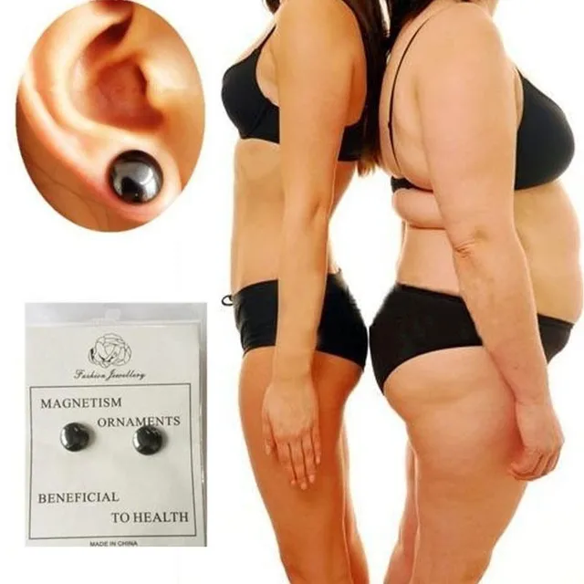 1 Pair Magnetic Slimming Earrings Weight Lose Slimming Auricular Therapy Slim Ear Studs Patch Fat Burning Health Jewelry