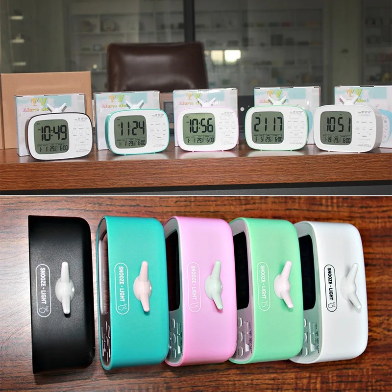 Светодиодный цифровые часы будильник с ночной Светильник термометр Календарь