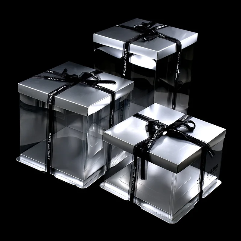 

2020 New Arrival Baking Packaging Boxes Clear Gold Silver Cake Chocolate Candy Cases Transparent Box/Case Wedding Party Favors