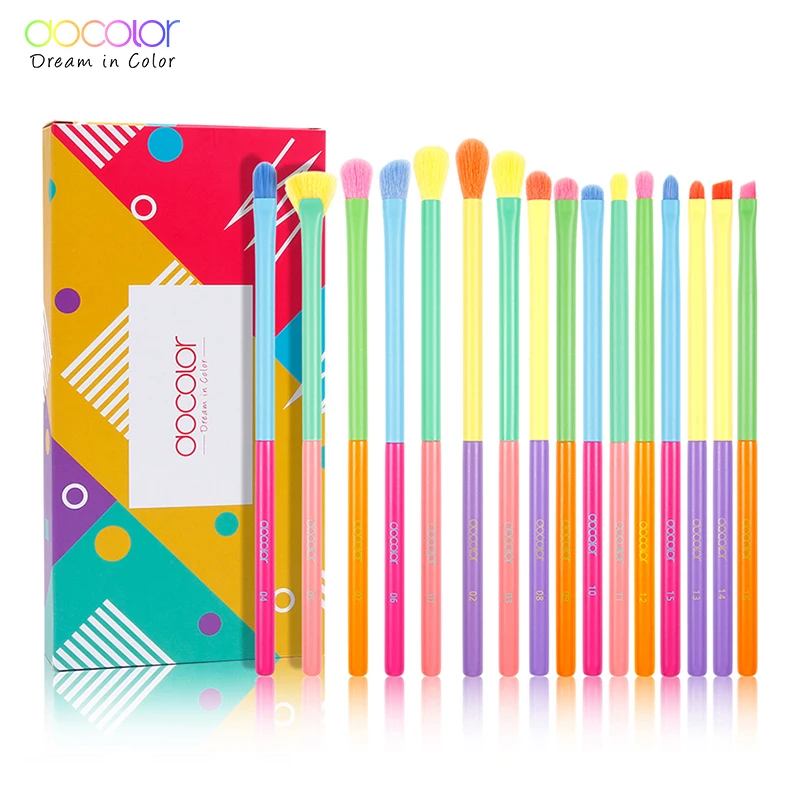 

Docolor Eye Makeup Brushes 16pcs Colorful Eyeshadow Makeup Brush Soft Synthetic Hair Eyebrow Blending Eyeliner Makeup Brush Set