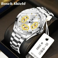 authentic hollow watch quality men stainless steel strap quartz movement clock calendar male hour time business style 2021 a4148