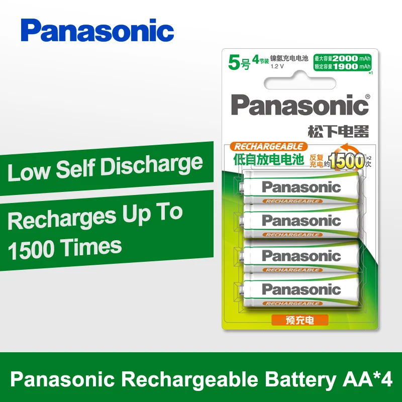 100% Оригинальный аккумулятор Panasonic AA 4 шт./лот 1 2 в 2000 мАч перезаряжаемая батарея