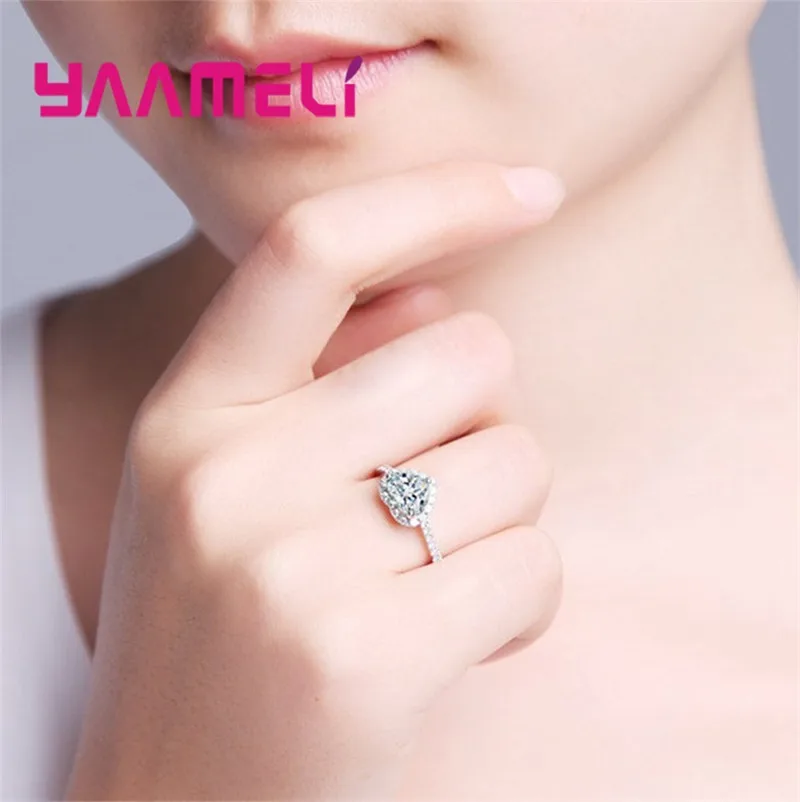 Love Heart Rings Cubic Zircon Midi Knuckle Finger Ring for 925 Sterling Silver Women Wedding Engagement Crystal Jewelry Gift | Украшения и