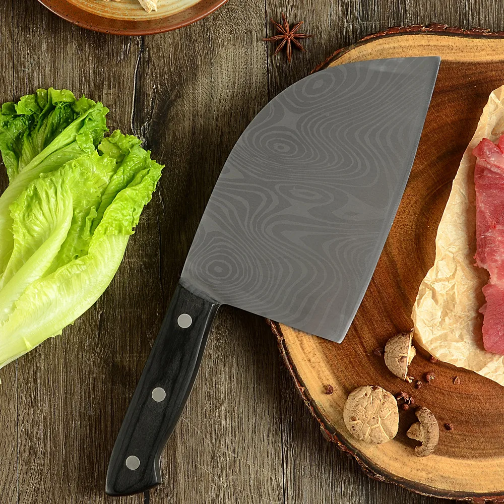 Нож для мясника из нержавеющей стали полностью Tang с деревянной ручкой китайский