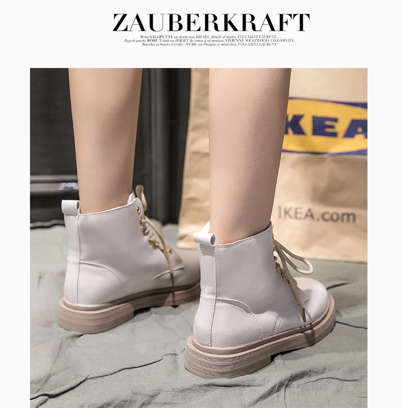 Women's Rubber Boots Shoes Lace Up Booties Ladies Bootee Woman Low Heels booties Round Toe Luxury Designer Rain Mid Calf