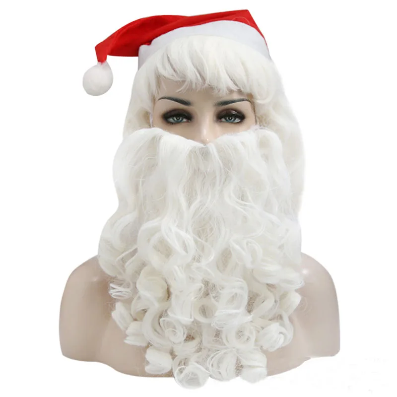 

Santa Claus Cosplay Wigs for Christmas Costumes White Wig Beard Curly Hair Adult Party Cosplay Role Play Props peruca COS wigs