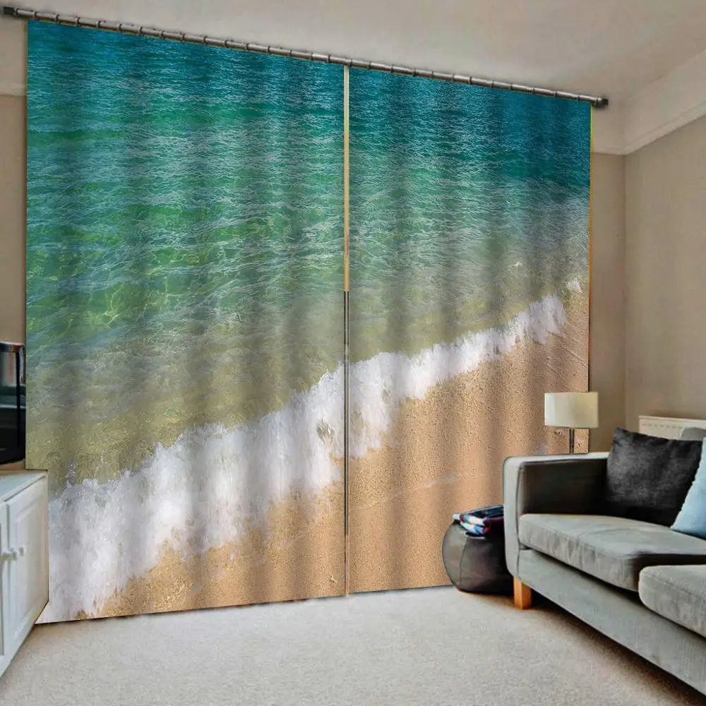 Шторы с цифровым принтом 3d занавески на окна пляжный ландшафт для гостиной