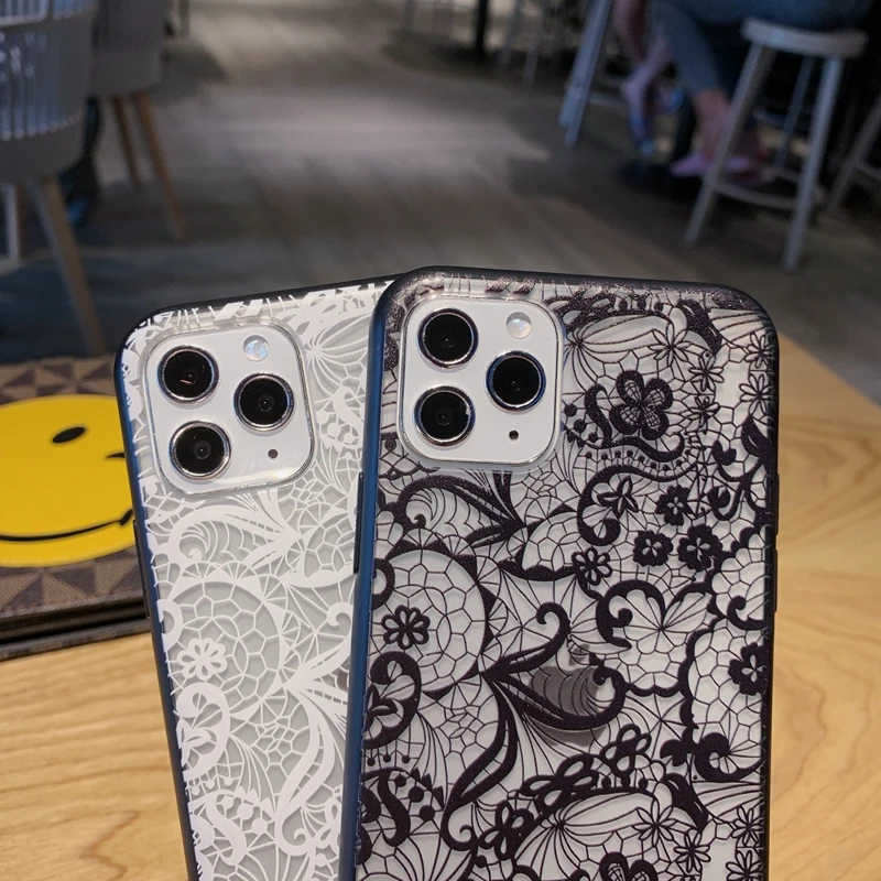 Чехол для Телефона iPhone X 10 SE 11 Pro 6 6s 7 8 Plus XR XS Max Шелковый кружевной Цветочный узор