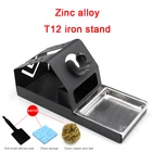 Подставка для паяльной станции T12, антистатический металлический держатель для паяльника с изоляционной прокладкой, губка для очистки шарикового наконечника из латуни