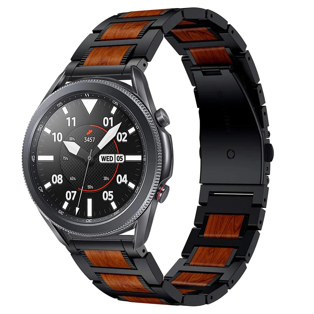 

Samsung Galaxy Watch 46mm Gear S3 Huawei Watch GT2 Amazfit GTR 47 Strap Wooden Metal Strap Bracelet Accessories 22mm Strap