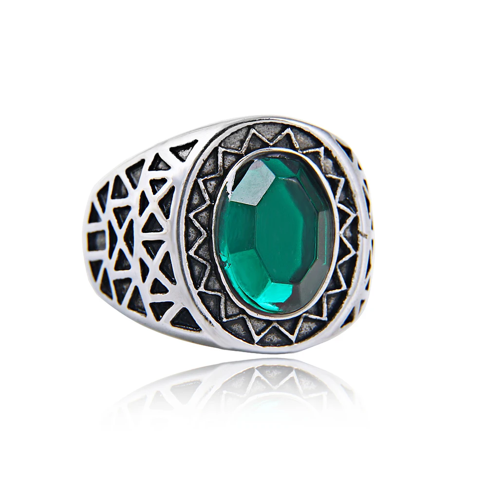 Дворцовое зеленое ювелирное изделие из нержавеющей стали ретро кольцо
